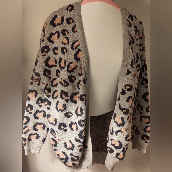 Hayden Sweaters - Leopard Print Open Cardigan